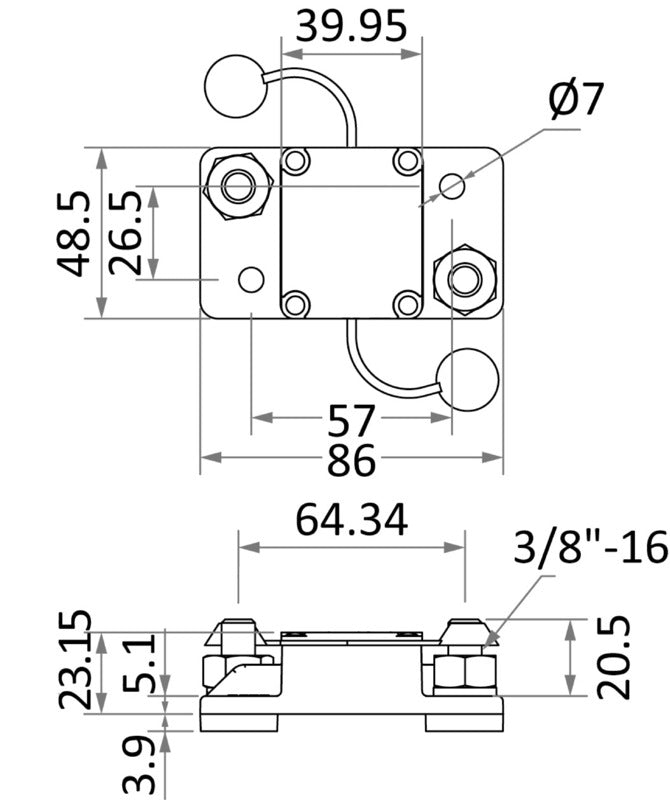 Watertight circuit breaker automatic reset 200 A - foto originale Osculati Srl