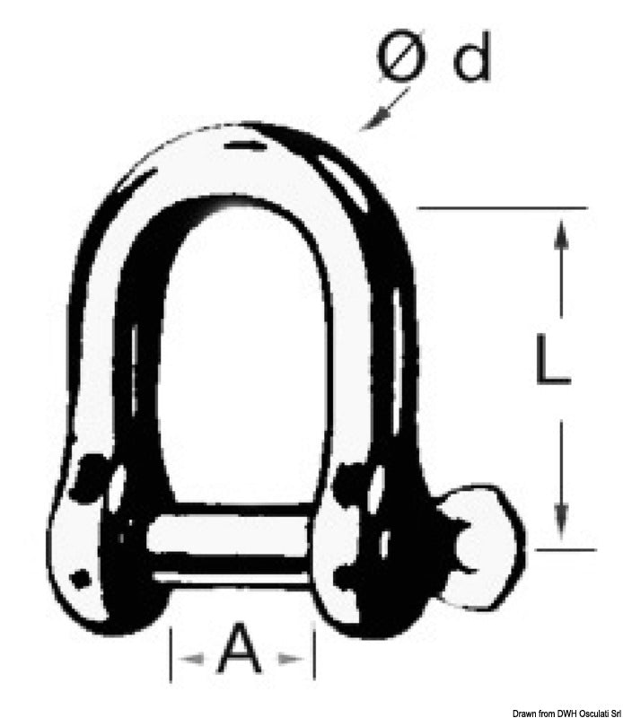 Wide jaw SS shackle 10 mm (pack of 5) - foto originale Osculati Srl