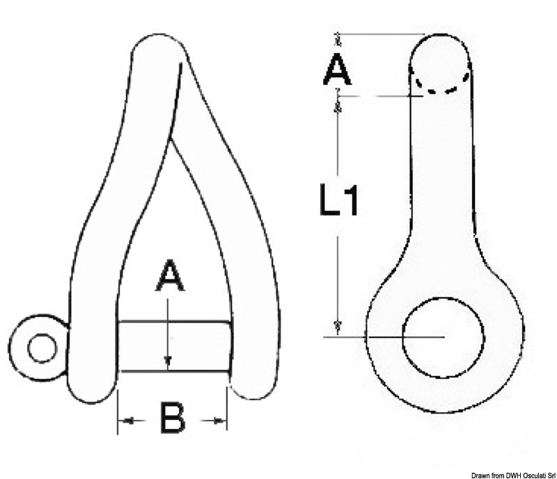 Twisted shackle made of investment cast SS 8 mm (pack of 10) - foto originale Osculati Srl