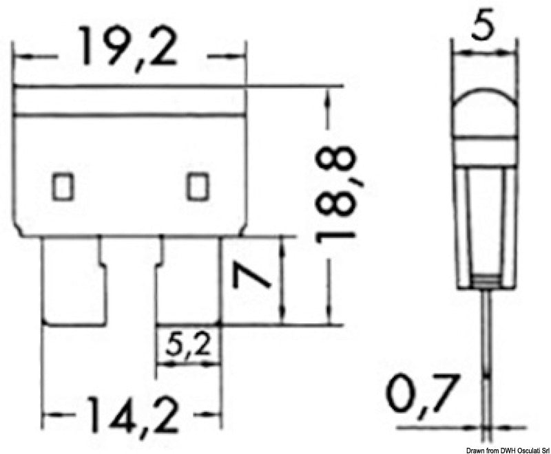 Blade fuse w/warning LED light 5 A - foto originale Osculati Srl