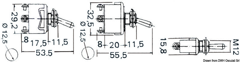 Toggle switch ON-OFF 2 terminals (pack of 10) - foto originale Osculati Srl