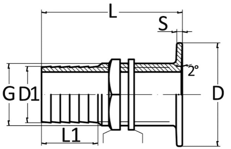 Thru hull flush mount chromed brass 1"1/4 x 38 mm - foto originale Osculati Srl