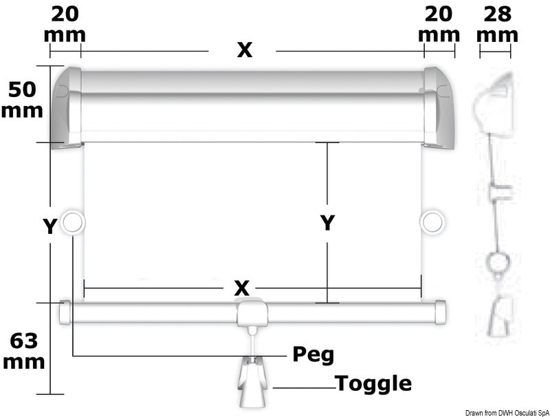Oceanair Hatch Shade roller blind 679 x 700 W - foto originale Osculati Srl