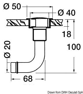 Fuel vent chromed brass elbow 90° right 16 mm - foto originale Osculati Srl