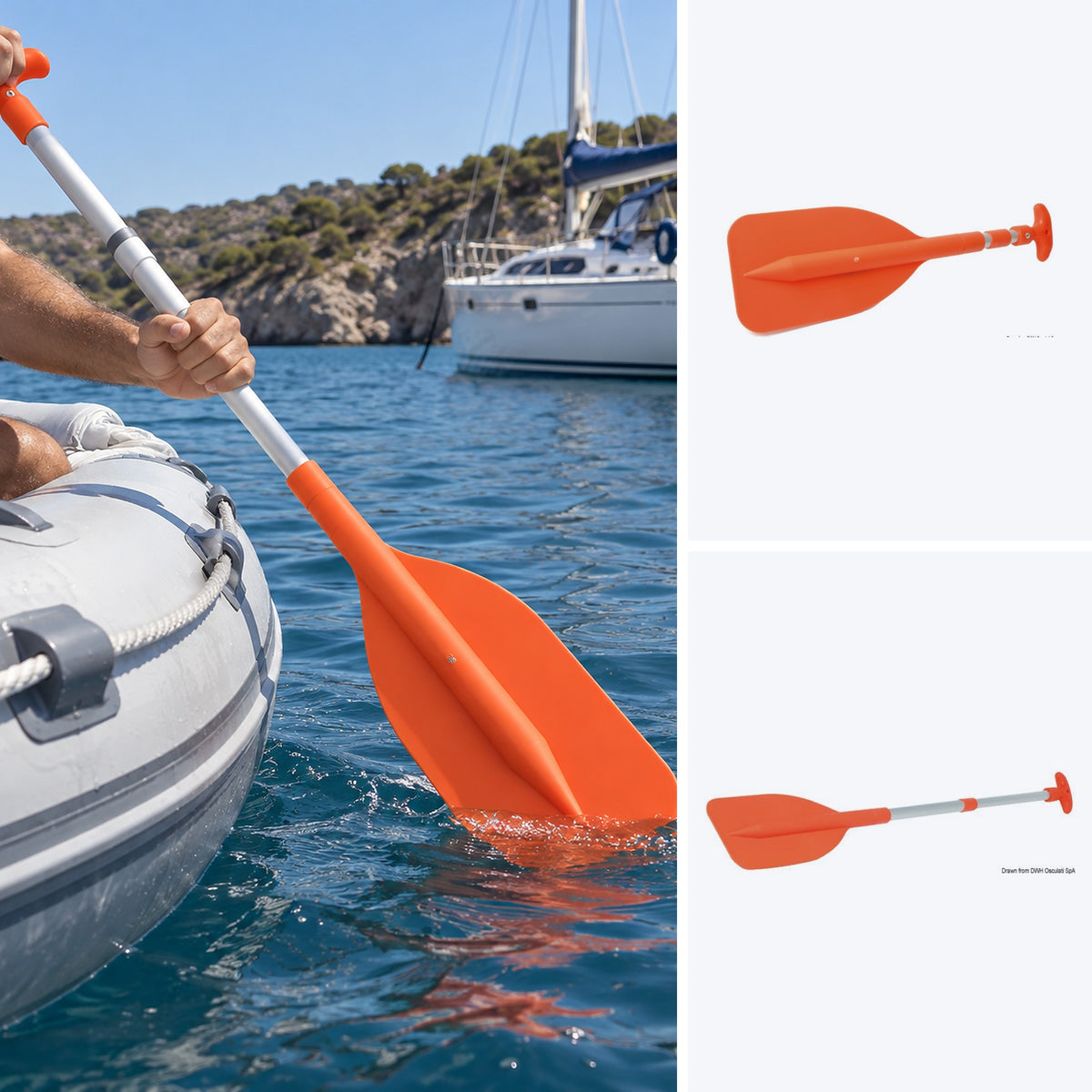 Oceansouth Tritelescopic emergency paddle - in use