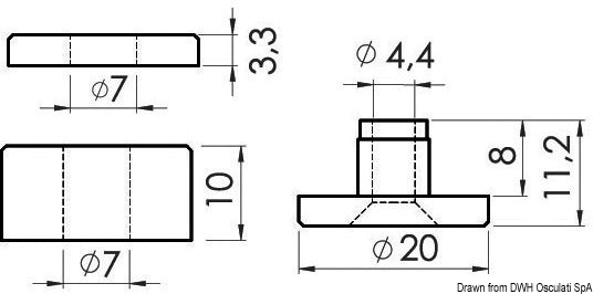 Glass stop spacer white Packaging containing N. 100 pcs - foto originale Osculati Srl