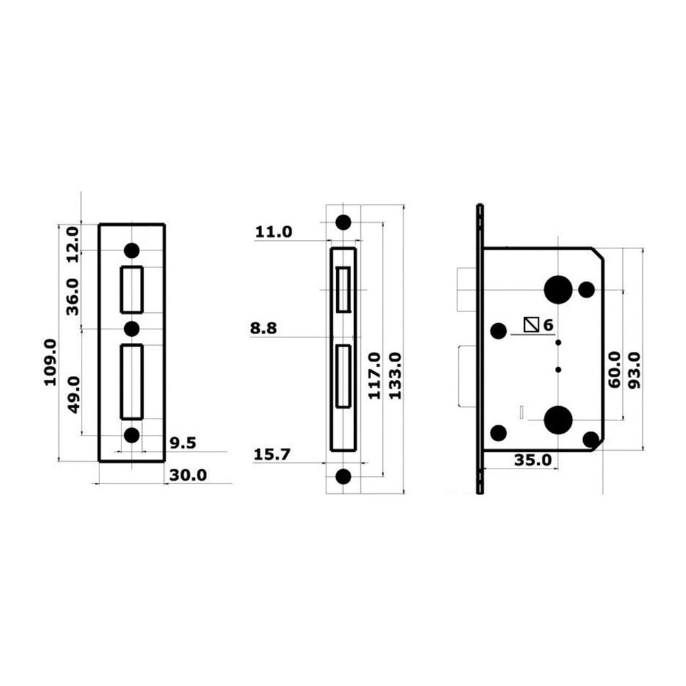 Lock for toilets and cabins external right, internal left - foto originale Osculati Srl