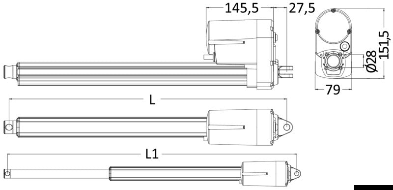 TiMotion MA2 linear electric actuator 750/1250mm 12V 400kg - foto originale Osculati Srl