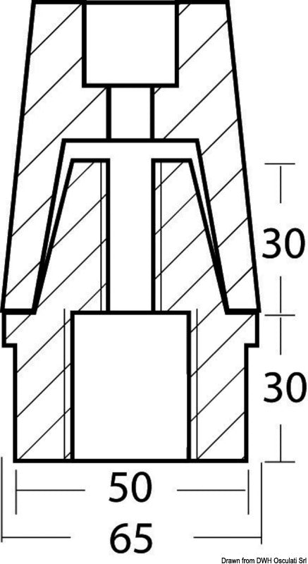 Tecnoseal Ogive shaft anode w/zinc plate 45 mm 33x2 mm - foto originale Osculati Srl
