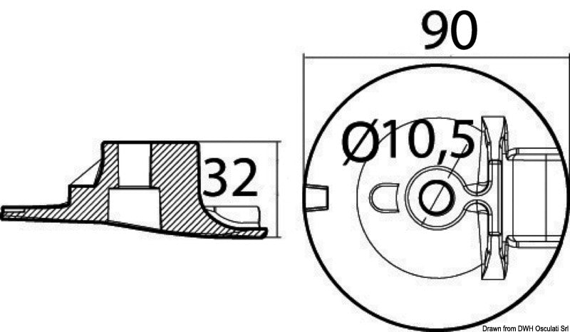 Tecnoseal Engine plate zinc anode 200/350 HP - foto originale Osculati Srl