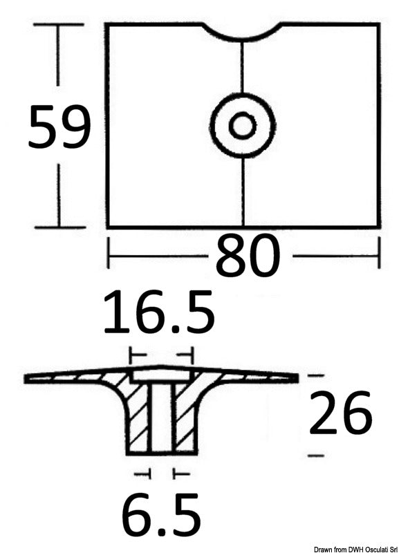 Tecnoseal Aluminium anode 9.5/15 HP 2-stroke - foto originale Osculati Srl