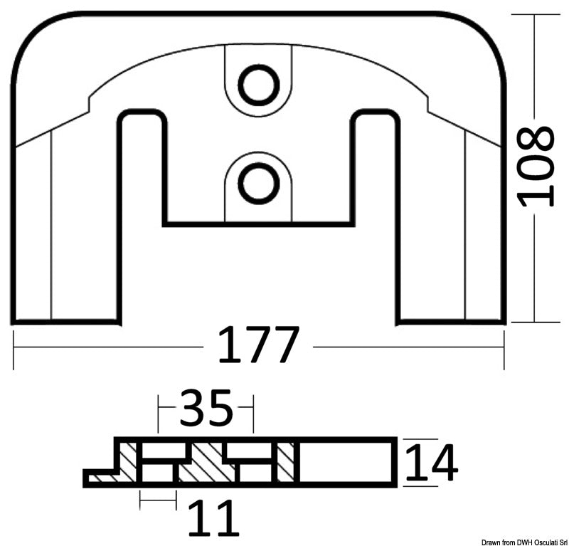 Tecnoseal Magnesium plate anode for Bravo - foto originale Osculati Srl