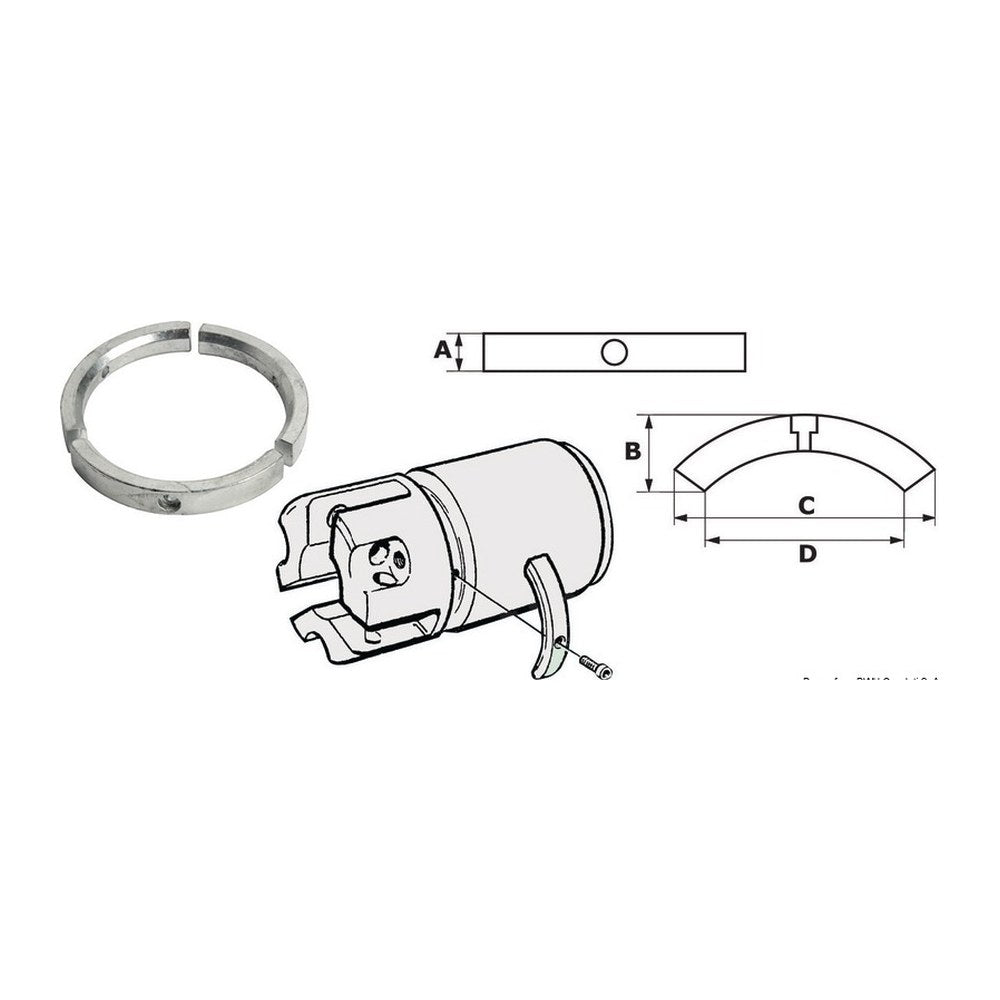 Tecnoseal Kit 3 zinc anodes f.Sail Drive 4-blade propeller - foto originale Osculati Srl