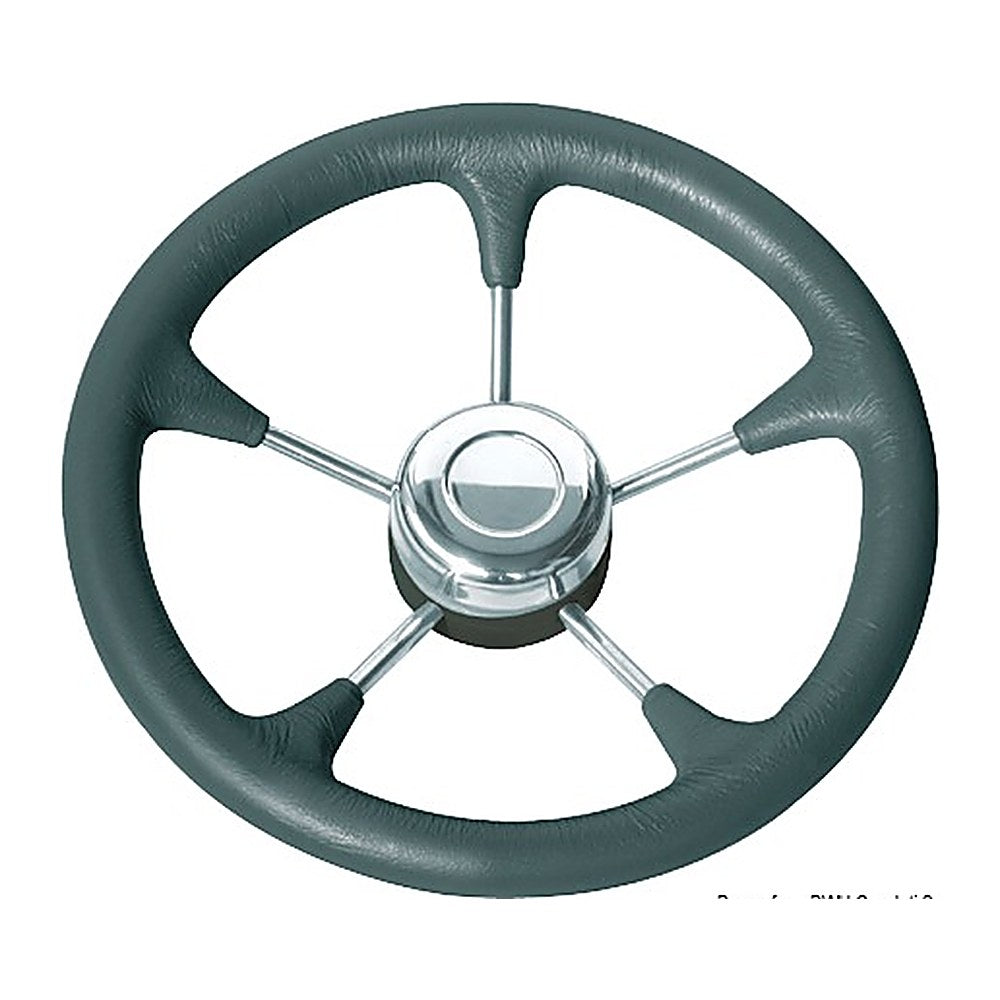 Polyurethane steer. wheel SS spokes Ø 280 mm black - foto originale Osculati Srl