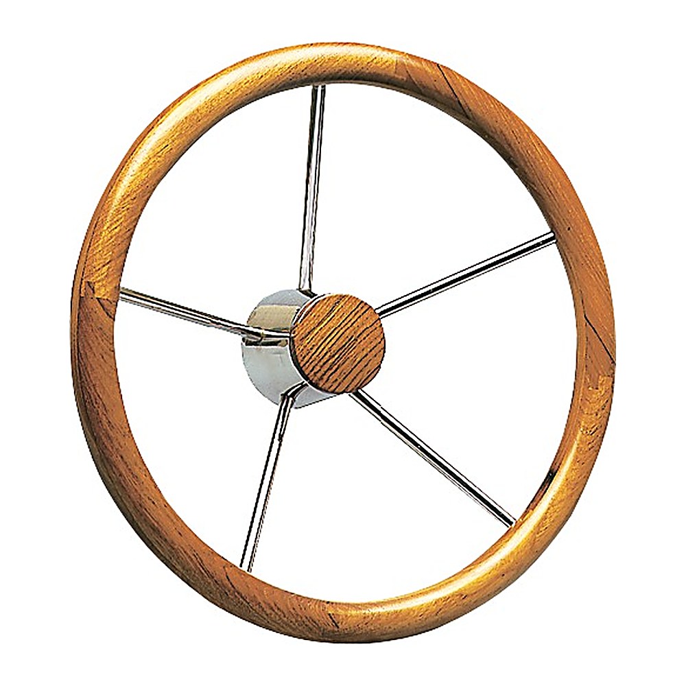 SS steering wheel w/teak external rim 400 mm - foto originale Osculati Srl