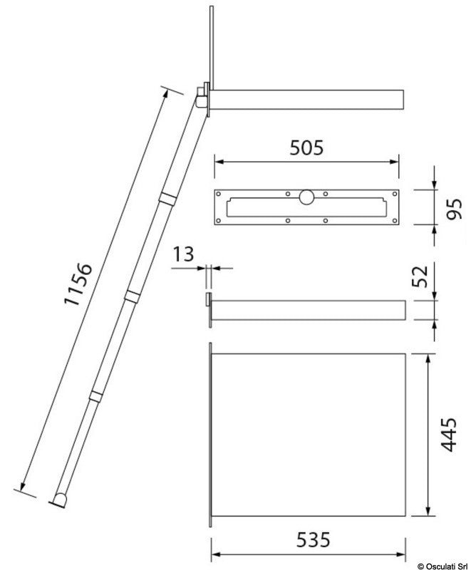 Douglas marine Portofino hidden ladder 4 steps 1156 mm - foto originale Osculati Srl