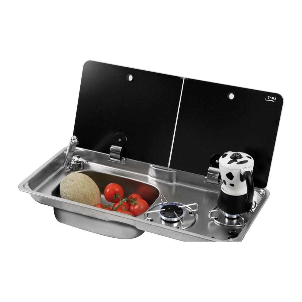 Can 2-burner left hob w/tinted glass cover - foto originale Osculati Srl
