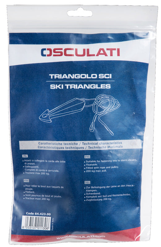 Waterski triangle w/twin SS carbine hooks - foto originale Osculati Srl
