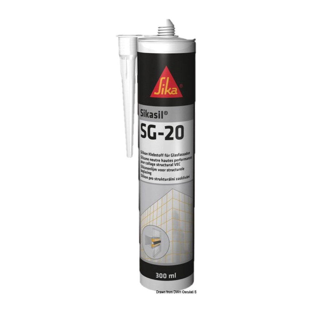 SIKASIL SG-20 silicone adhesive 300 ml black - foto originale Osculati Srl