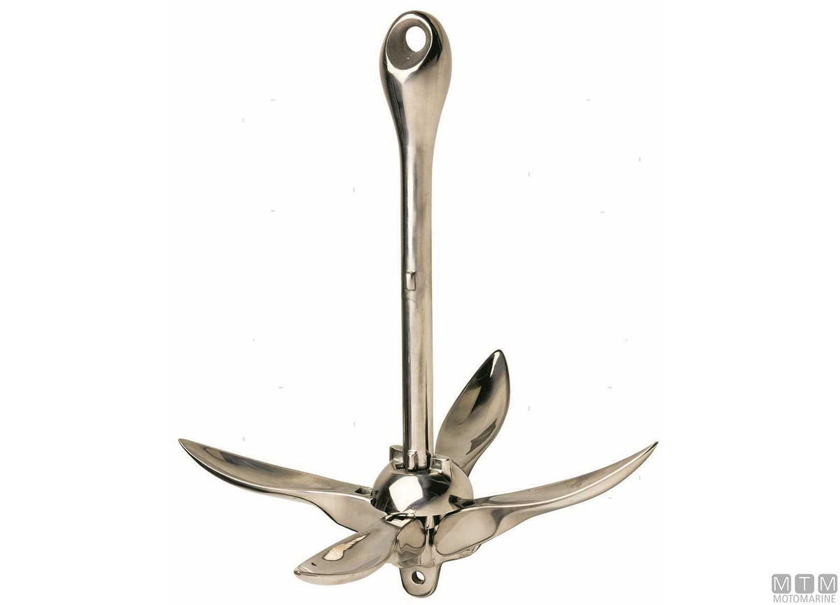 Folding anchor 3.2 kg, stainless steel 316 - original photo Motomarine Srl