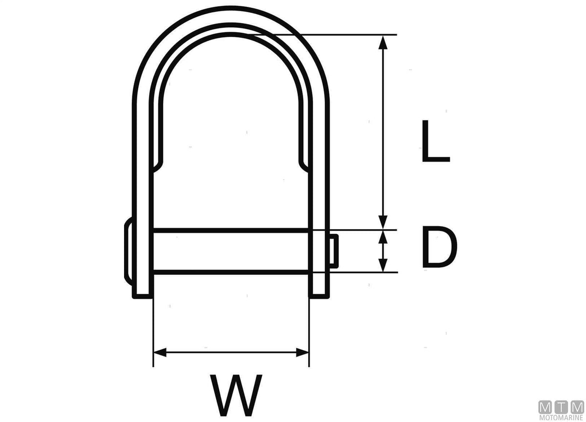 Shackle with ring D5 mm L25 mm stainless steel 316 stamped - original photo Motomarine Srl
