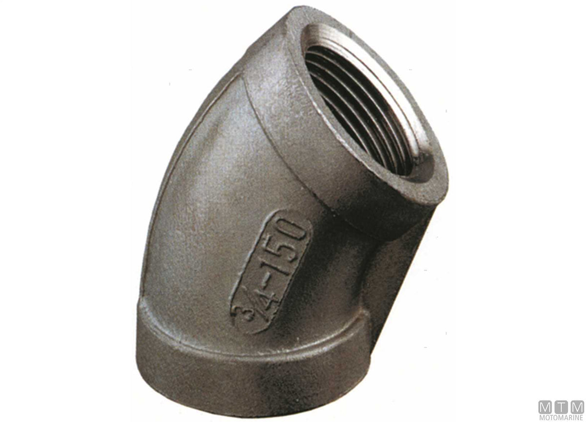 Elbow 45° F-F 1"1/4 stainless steel 316 - original photo Motomarine Srl
