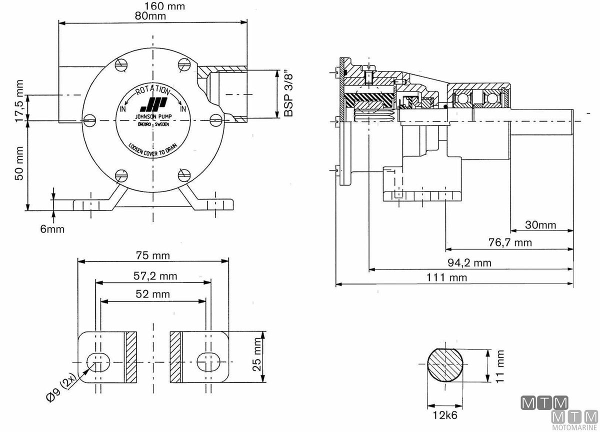 Johnson F4B-8 cooling water pump, lip seal - original photo Motomarine Srl