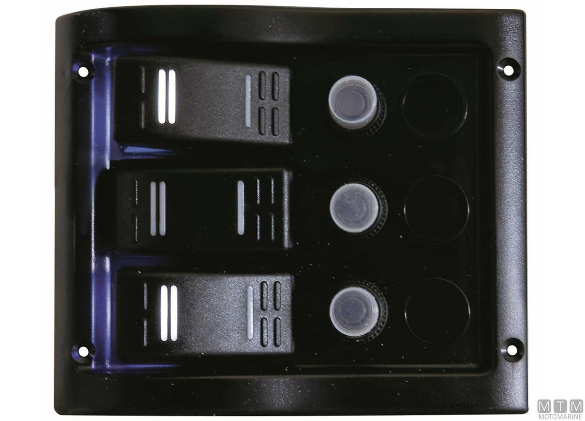 Panel with rocker switches, 3 positions, 130x110 mm - original photo Motomarine Srl