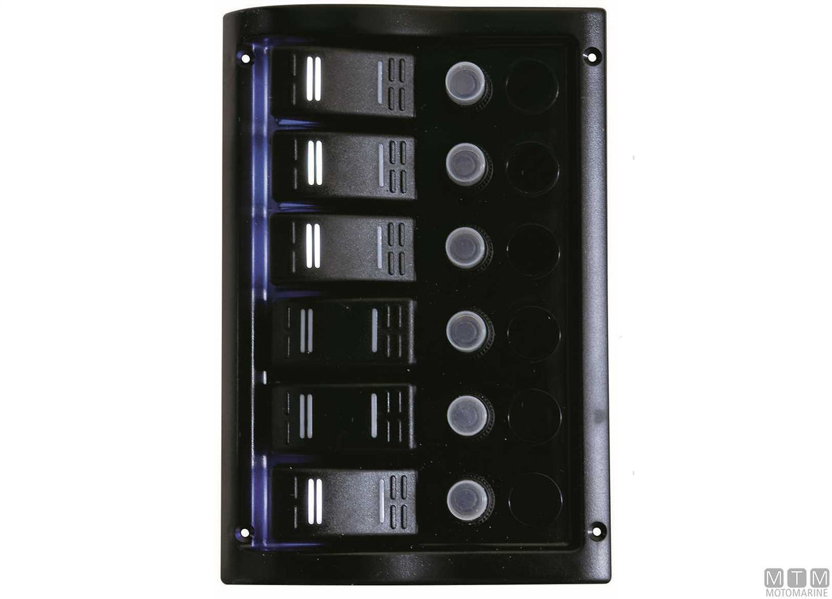 Panel with rocker switches, 6 positions, 130x195 mm - original photo Motomarine Srl