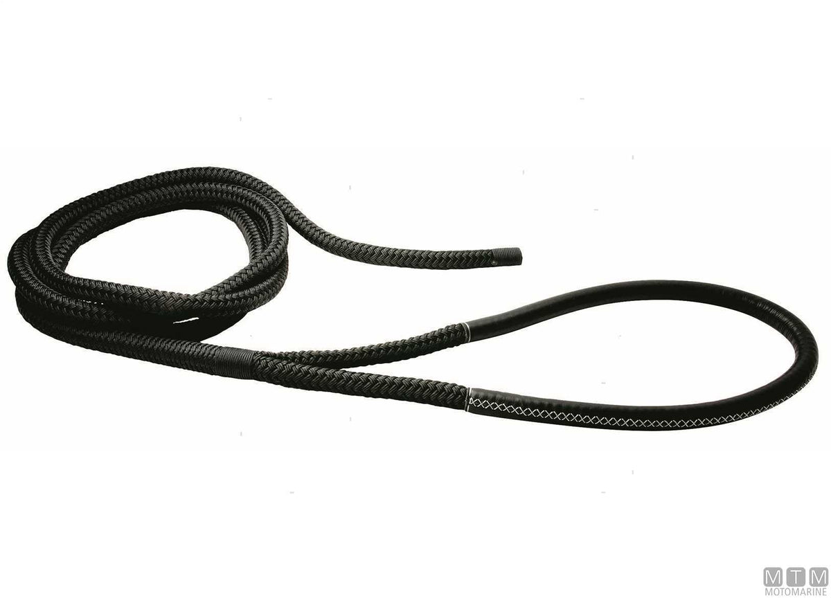 Black braided mooring line with eye splice 100 cm Ø36 mm 20 m - original photo Motomarine Srl