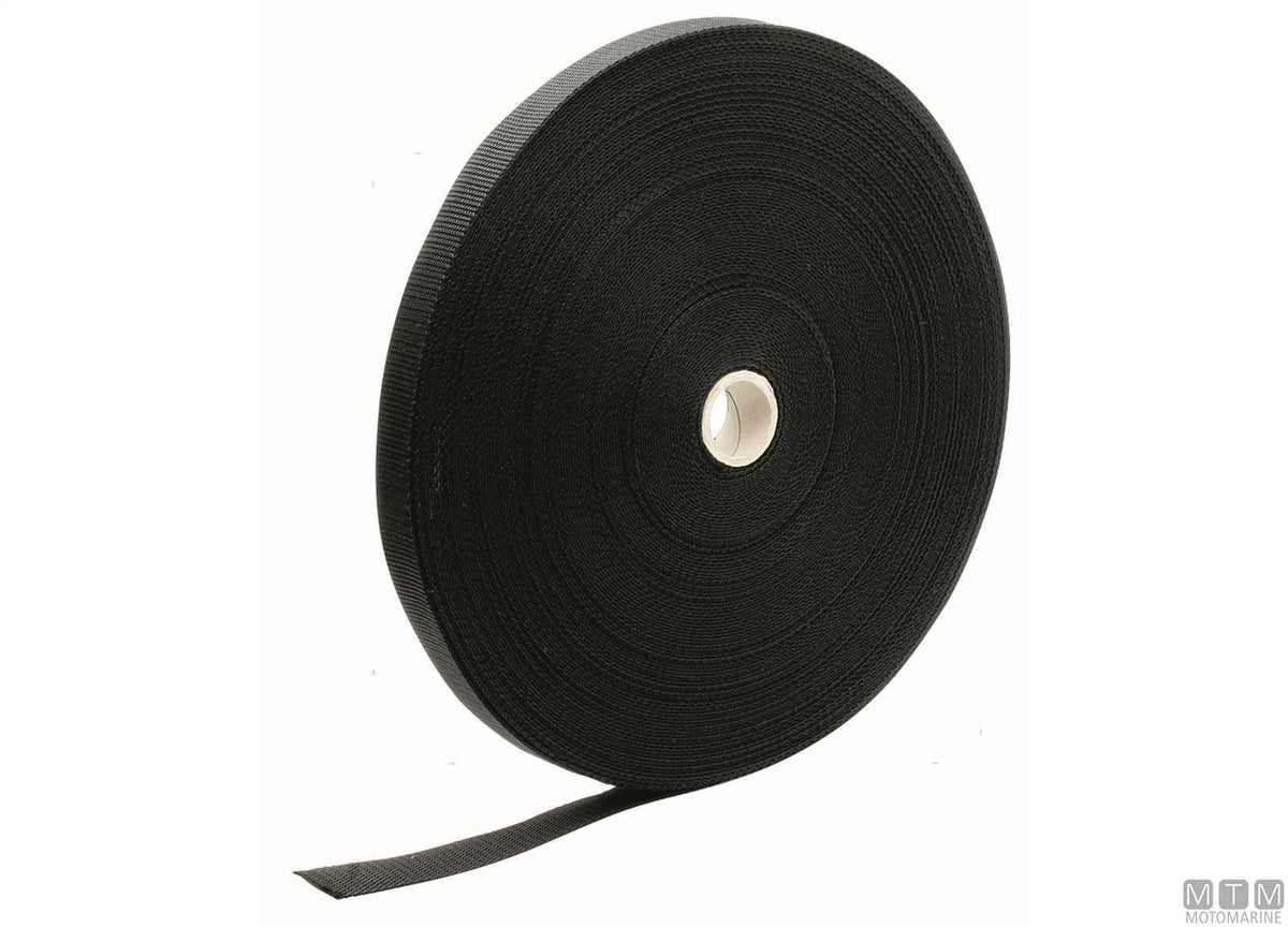 Black polypropylene webbing roll, 40 mm, 50 m - original photo Motomarine Srl