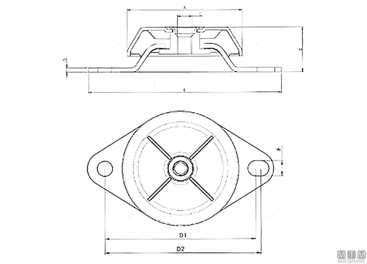 Anti-vibration mount 60SH 695 kg M16 - original photo Motomarine Srl