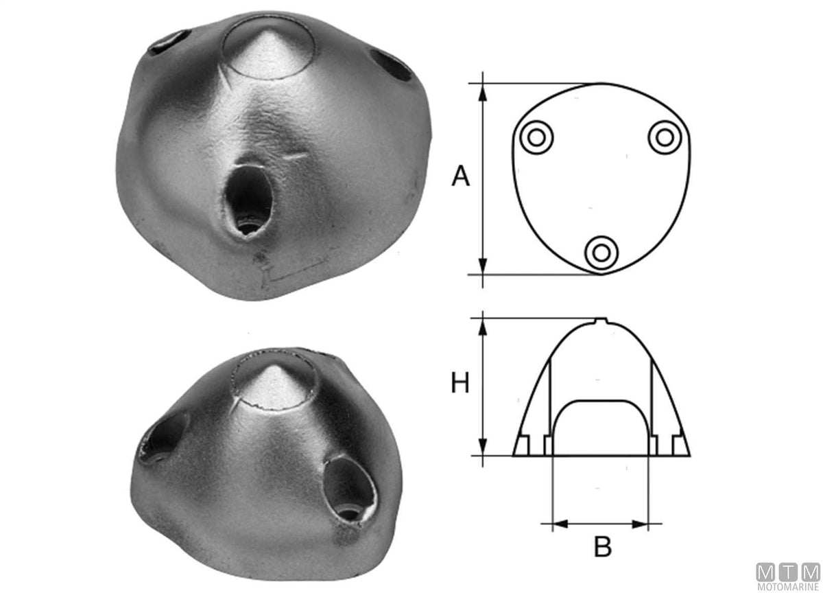 Bullet anode for Max Prop Ø85 mm in aluminium - original photo Motomarine Srl
