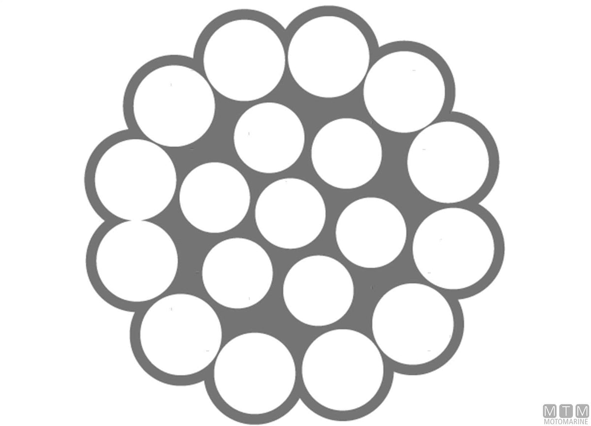 Stainless steel wire rope Ø6 mm 19 strands rigid 50 m - original photo Motomarine Srl