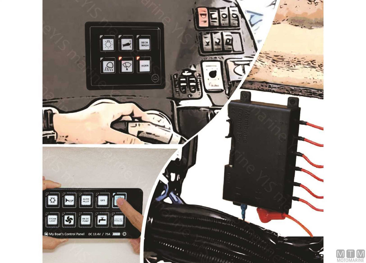 Panel with touch switches 6P LED IP67 - original photo Motomarine Srl