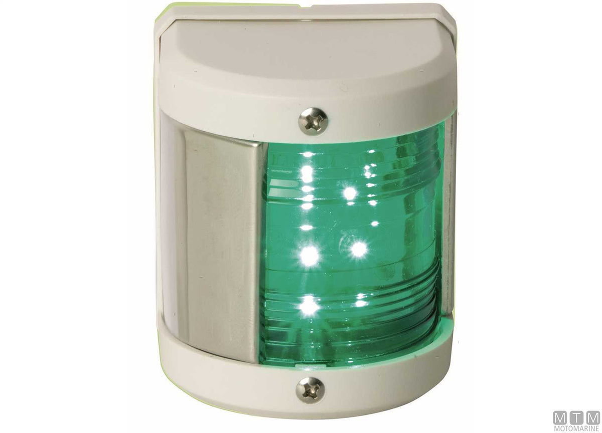 Green LED side navigation light Midi white 65x75 mm - original photo Motomarine Srl