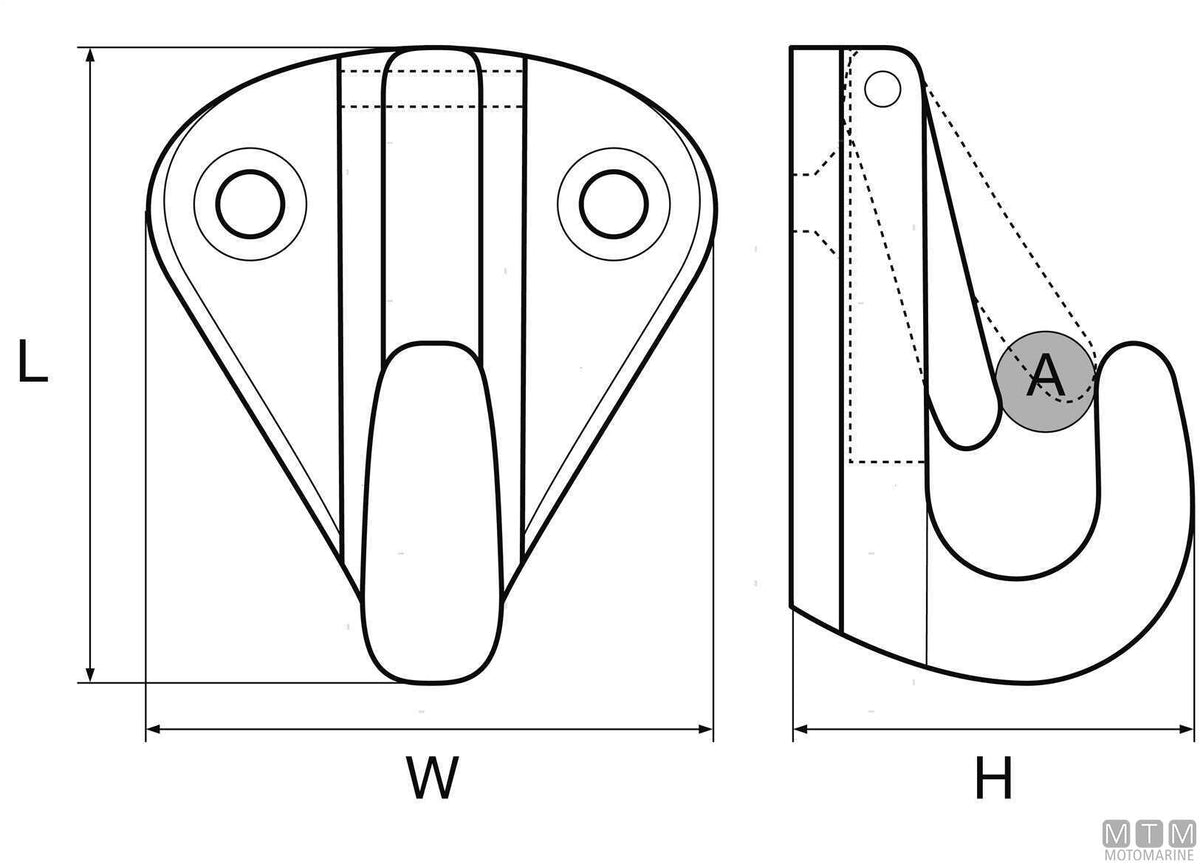 Snap hook 28x38 mm stainless steel 316 - original photo Motomarine Srl