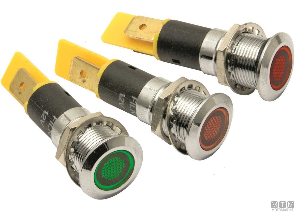 Yellow LED indicator 24V Ø12 mm - original photo Motomarine Srl