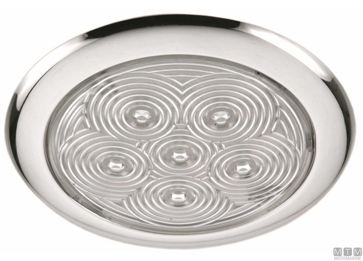 Slim LED ceiling light in stainless steel Ø94 mm - original photo Motomarine Srl