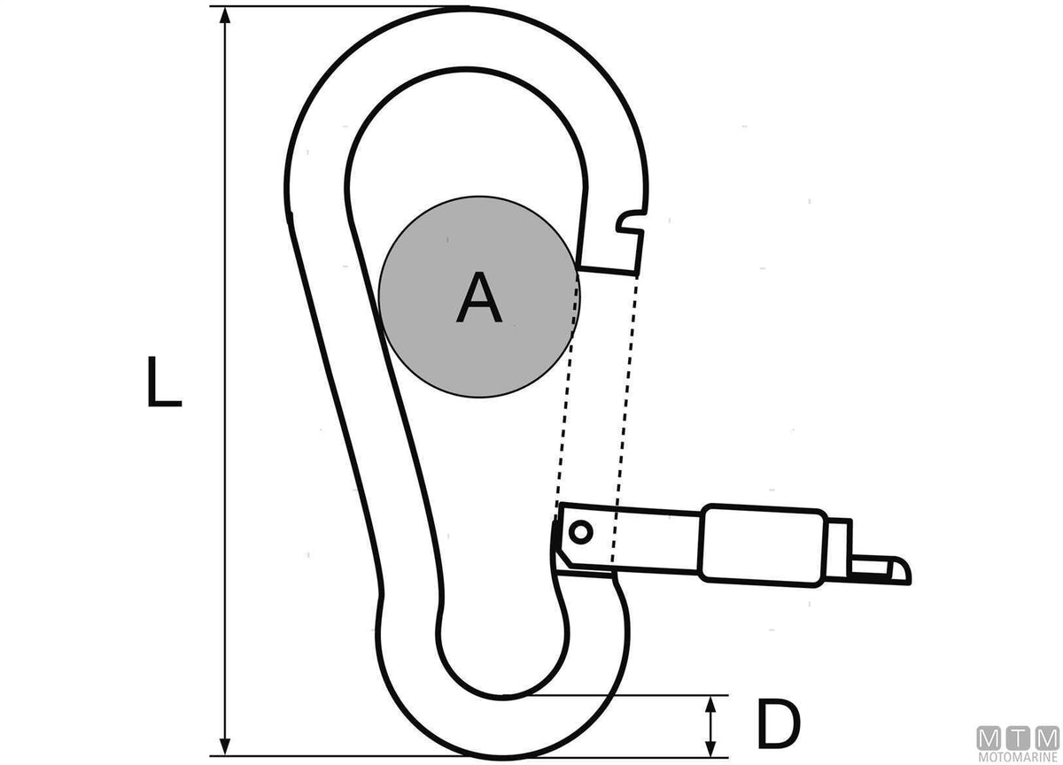 Kong Classic snap hook Ø8 mm outer opening stainless steel 316 - original photo Motomarine Srl