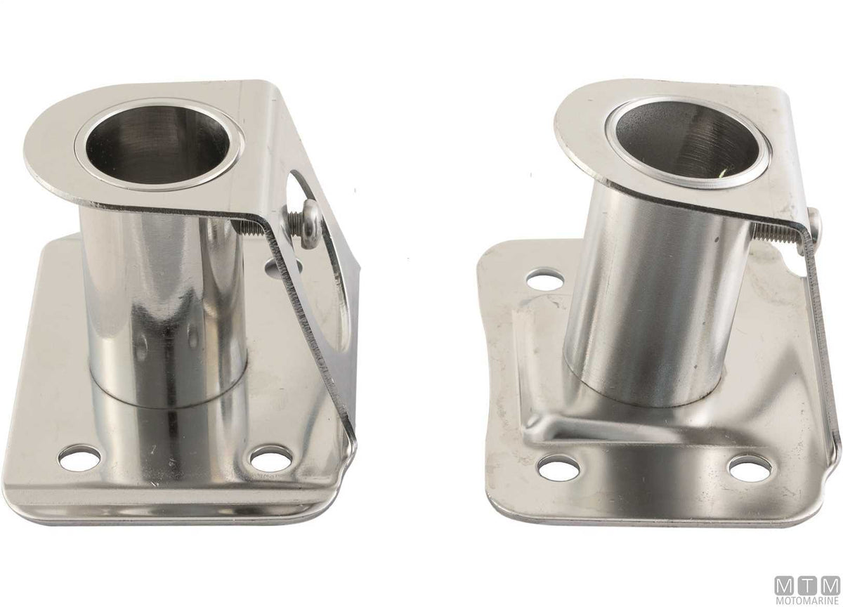 Square flat stanchion base Ø25 mm AISI 316 stainless steel - original photo Motomarine Srl