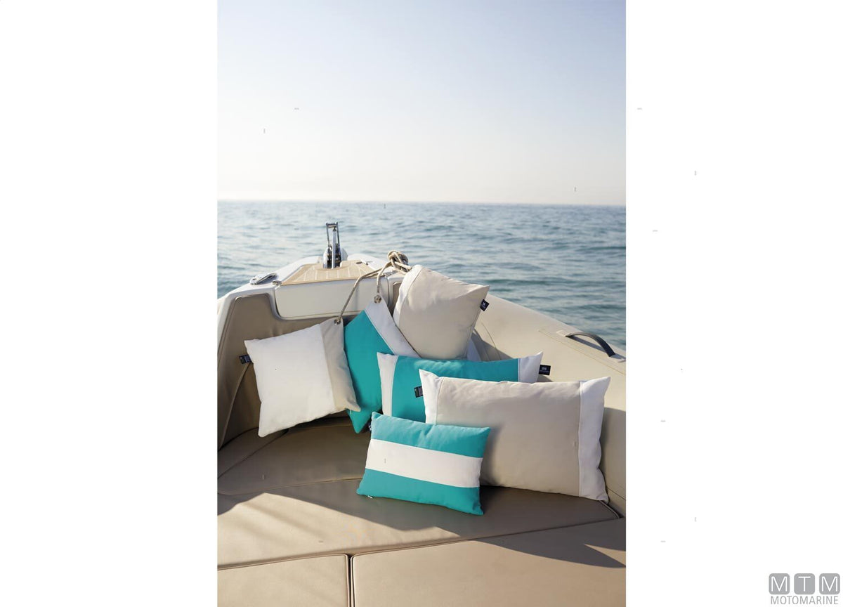 Set of 2 waterproof cushions MB, sand-white - original photo Motomarine Srl
