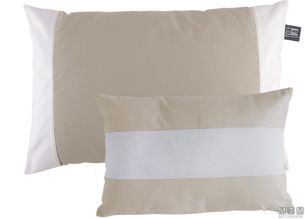 Set of 2 waterproof cushions MB, sand-white - original photo Motomarine Srl
