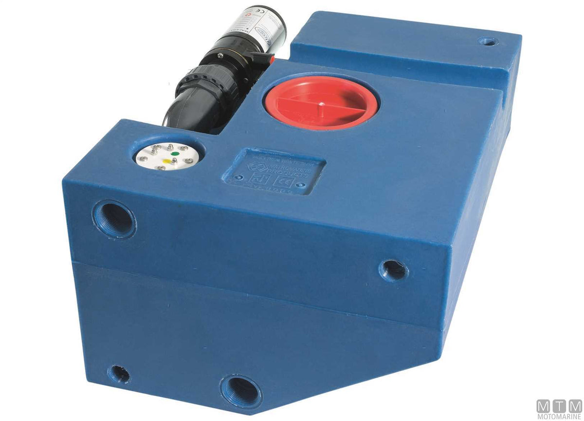 Ocean shaped black water tank with pump 24V 98L - original photo Motomarine Srl