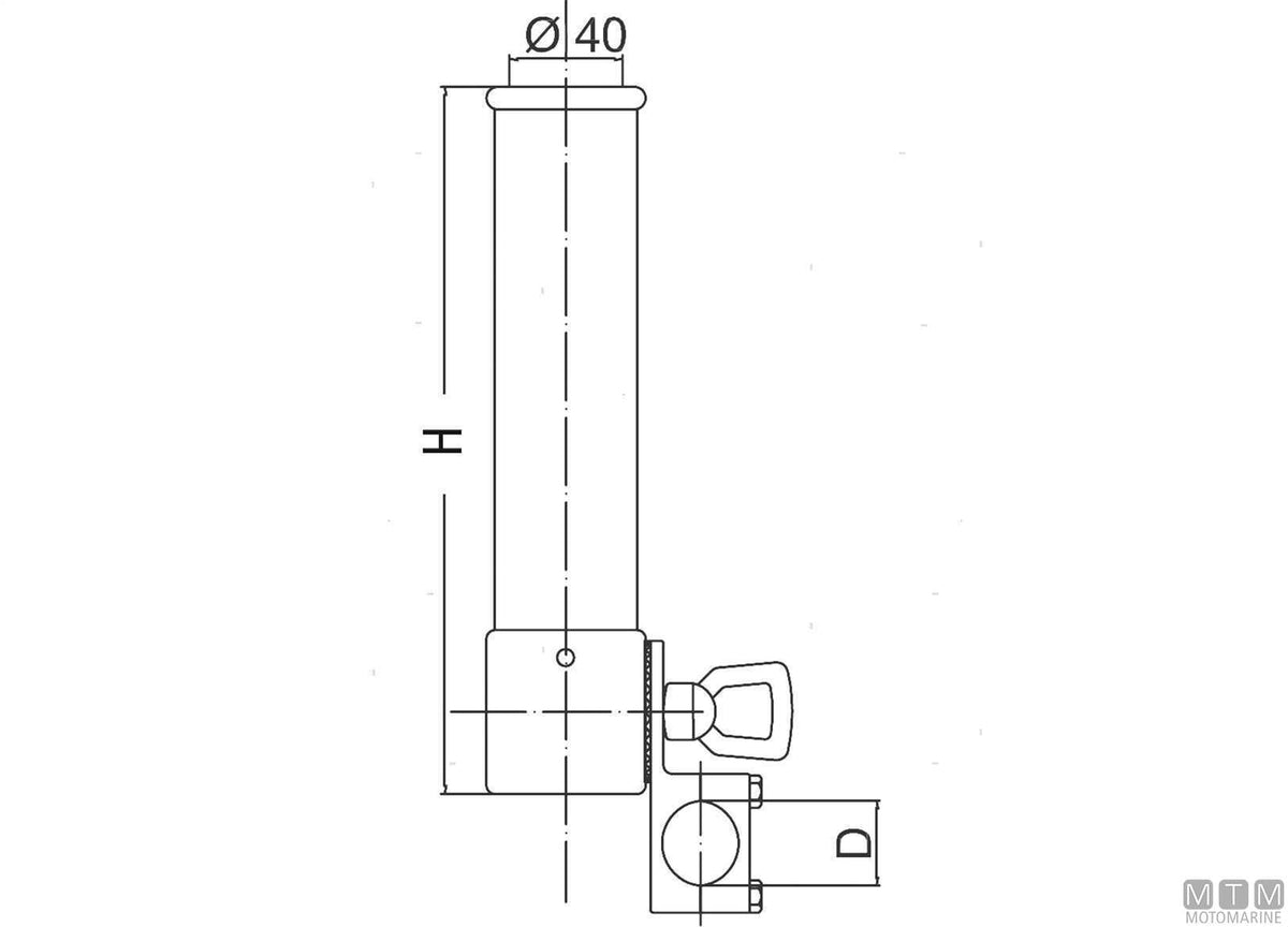 Clamp-on rod holder for Ø40 mm tube, chrome-plated brass - original photo Motomarine Srl