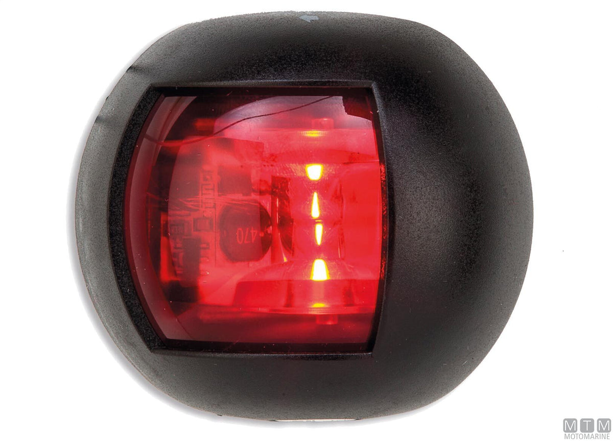 LED navigation sidelight, green, half-dome, black, 70x63 mm - original photo Motomarine Srl