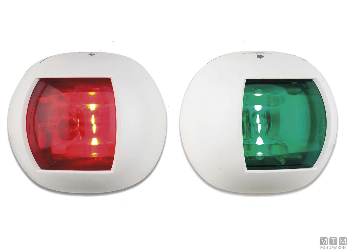 LED navigation sidelight, green, half-dome, white, 70x63 mm - original photo Motomarine Srl