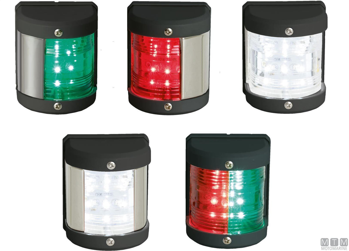 LED navigation sidelight, red, Midi, black, 65x75 mm - original photo Motomarine Srl