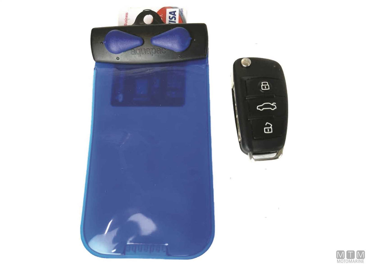 Aquapac waterproof case for keys and cards blue/lime - original photo Motomarine Srl