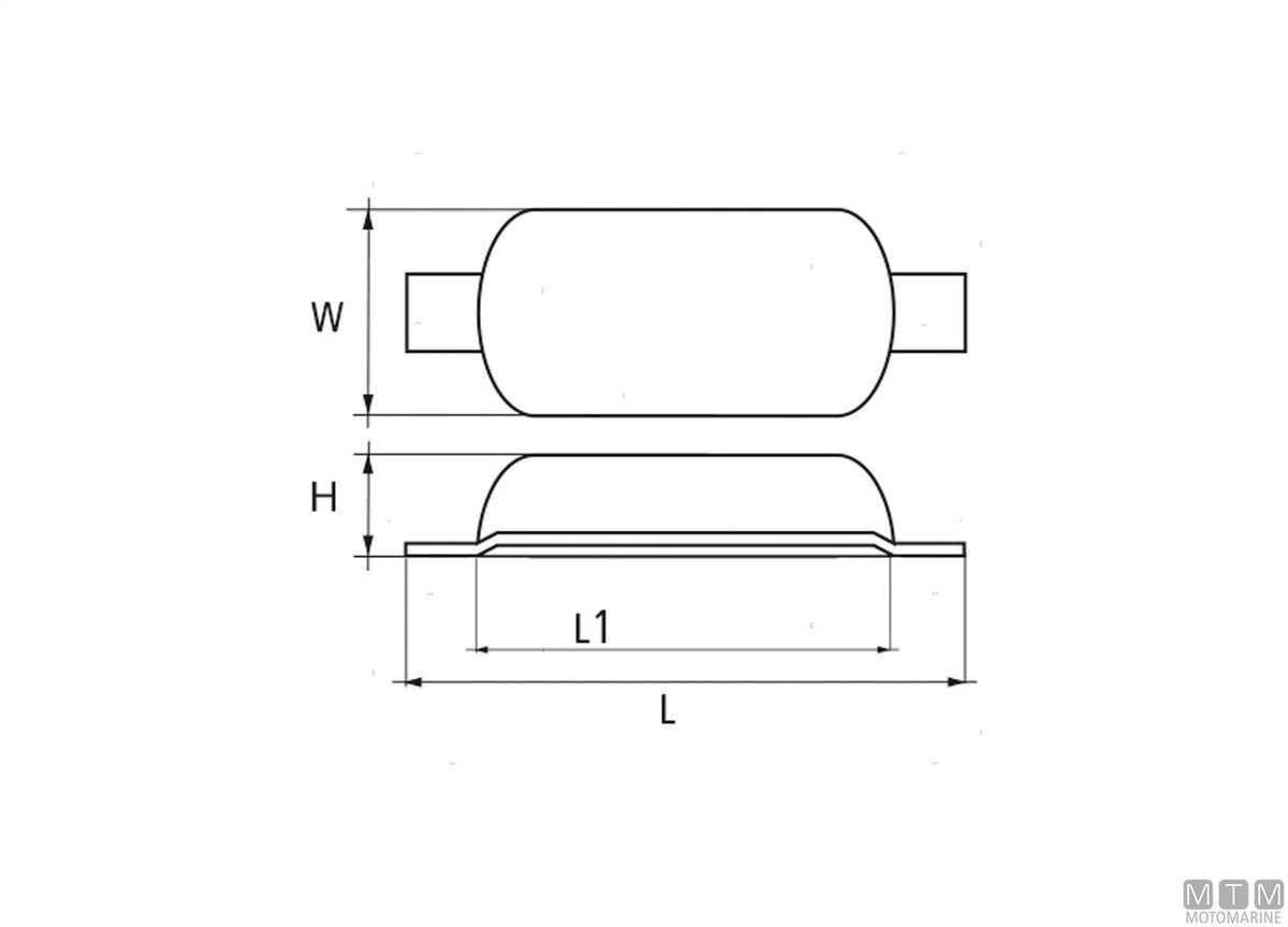 Oval plate anode with weld-on insert L110 mm 1 kg zinc - original photo Motomarine Srl